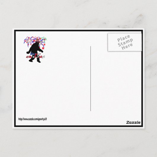 Gone Squatchin voor 4 juli (tekst en Fireworks) Briefkaart (Achterkant)