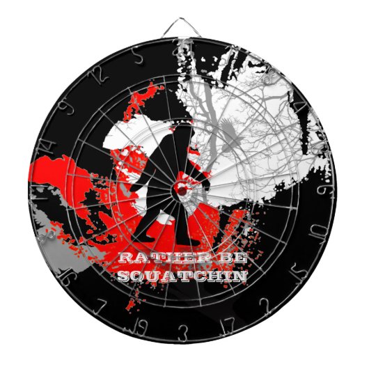 Gone Squatchin, zwarte bigfoot Dartbord (Voorkant)