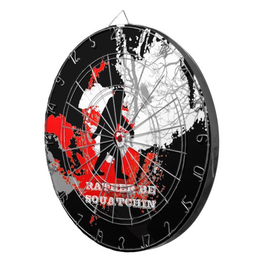 Gone Squatchin, zwarte bigfoot Dartbord (Voorkant Rechts)