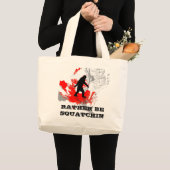 Gone Squatchin, zwarte bigfoot Grote Tote Bag (Voorkant (product))