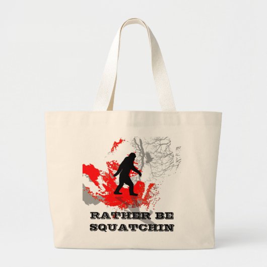 Gone Squatchin, zwarte bigfoot Grote Tote Bag (Voorkant)