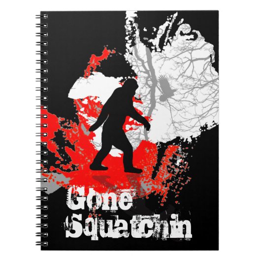 Gone Squatchin, zwarte bigfoot Notitieboek (Voorkant)