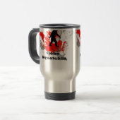 Gone Squatchin, zwarte bigfoot Reisbeker (Voorkant links)