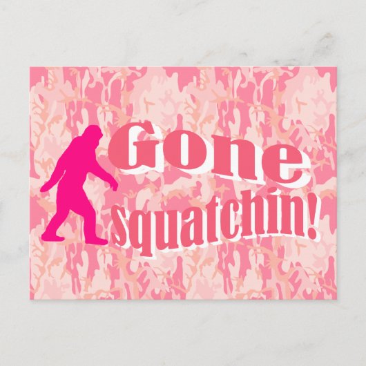 Gone Squatching op roze camouflage Briefkaart (Voorkant)
