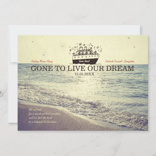 Gone to Live Our Dream - Wedding Invite Kaart (Voorkant)