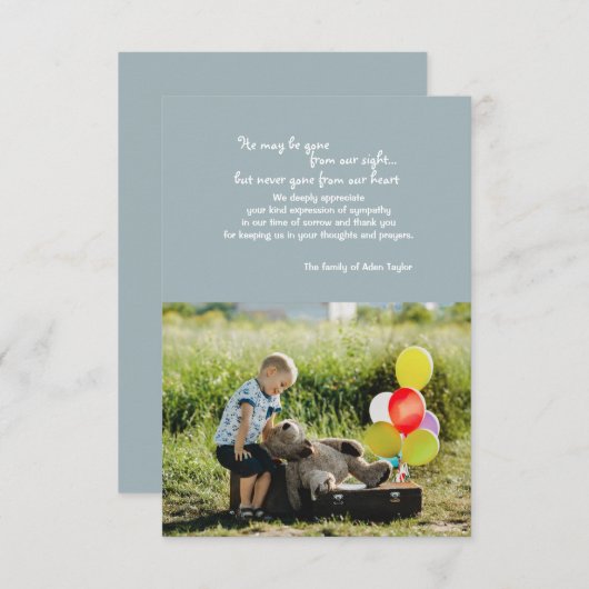 Gone van ons Sight Photo Bereavement Hartelijk dan Bedankkaart (Voorkant / Achterkant)
