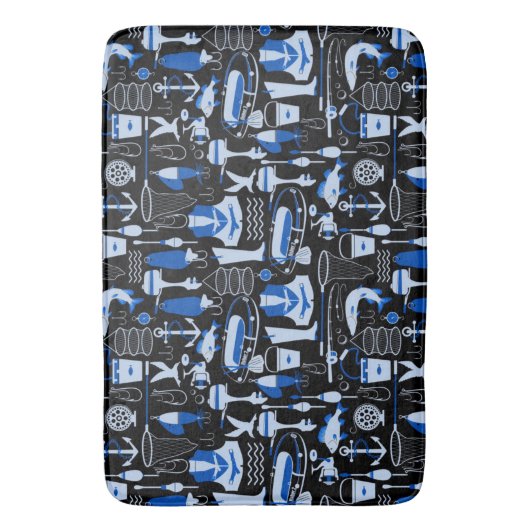 Gone Vissen Blue Pattern Badmat (Voorkant Verticaal)