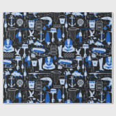 Gone Vissen Blue Pattern Cadeaupapier (Vlak)