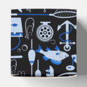 Gone Vissen Blue Pattern Cube Bedankdoosjes (Bovenkant)