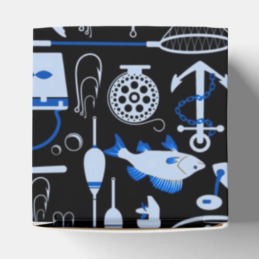 Gone Vissen Blue Pattern Cube Bedankdoosjes (Bovenkant)