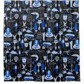 Gone Vissen Blue Pattern Douchegordijn (Voorkant)