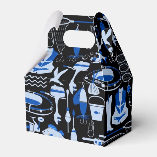 Gone Vissen Blue Pattern Gable Bedankdoosjes (Achterkant)