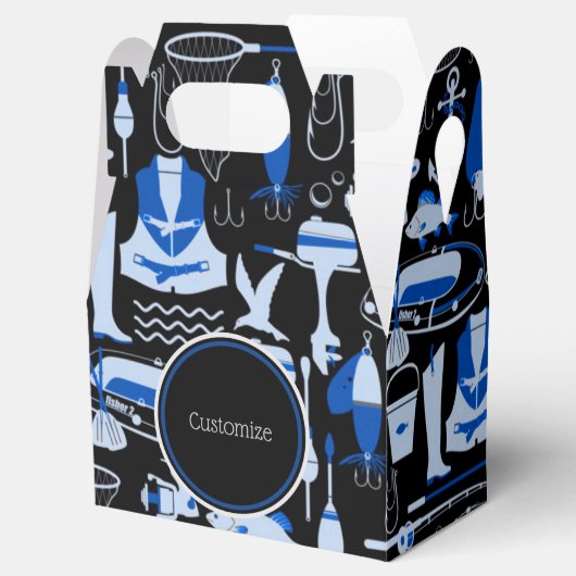 Gone Vissen Blue Pattern Gable Bedankdoosjes (Geopend)