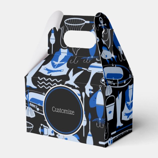 Gone Vissen Blue Pattern Gable Bedankdoosjes (Voorkant Zijde)