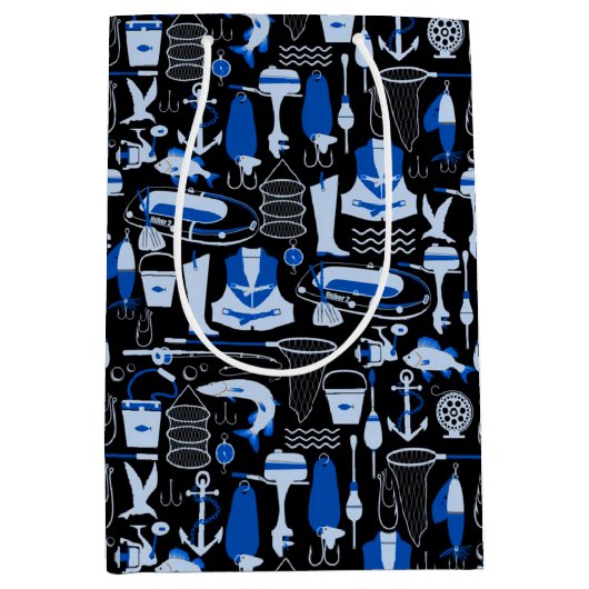 Gone Vissen Blue Pattern Medium Cadeauzakje (Voorkant)