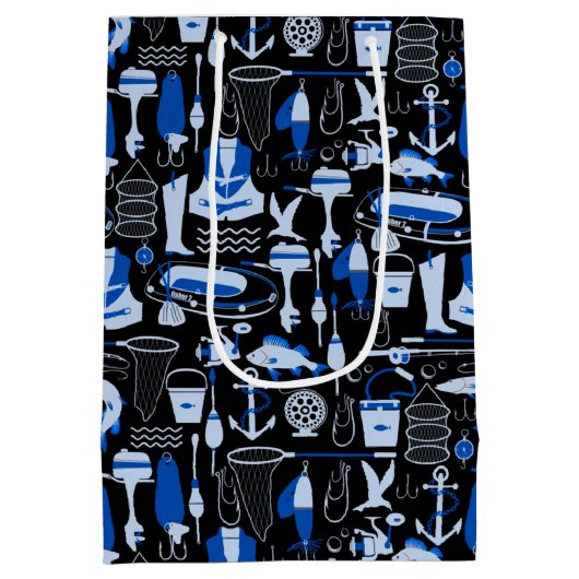 Gone Vissen Blue Pattern Medium Cadeauzakje (Achterkant)