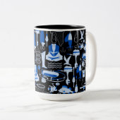 Gone Vissen Blue Pattern Tweekleurige Koffiemok (Voorkant rechts)