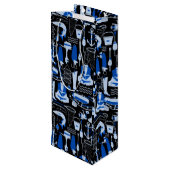 Gone Vissen Blue Pattern Wijn Cadeautas (Achterkant Gekanteld)