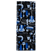 Gone Vissen Blue Pattern Wijn Cadeautas (Voorkant)