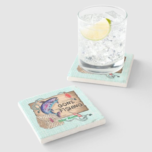 Gone Vissen custom Stenen Onderzetter (Zijkant)