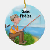 Gone Vissen Fisherman Keramisch Ornament (Voorkant)