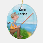 Gone Vissen Fisherman Keramisch Ornament (Links)