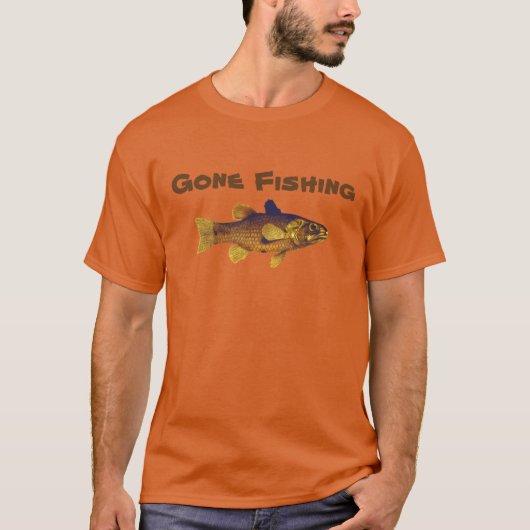 Gone Vissen Mannen Tan T-Shirt (Voorkant)