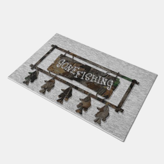 Gone Vissen Sign Mat, Fisherman Gift Deurmat (Schuin)