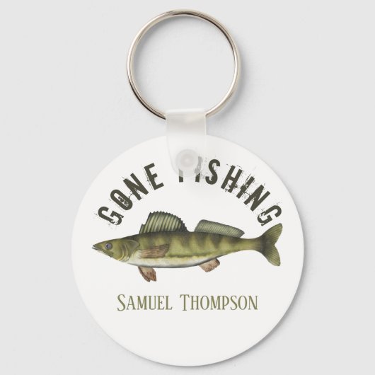 Gone Vissen Walleye Fish Modern Fisherman Cute Sleutelhanger (Voorkant)