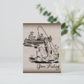 Gone Vist  Canoe Kayak Fish op Burlap Briefkaart (Staand voorkant)