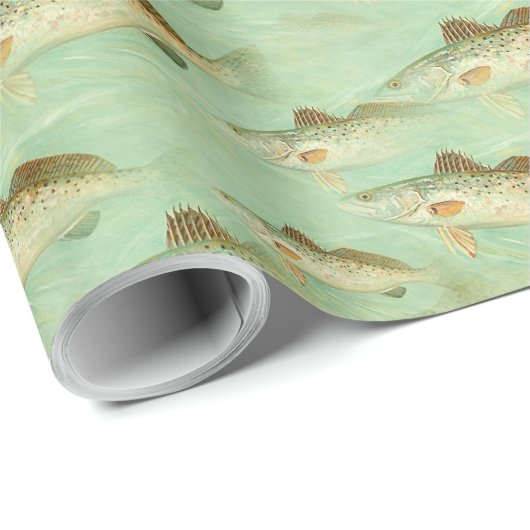 Gone Vist Fish Pattern Fisherman Sports Cadeaupapier (Rol Hoek)