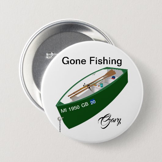 Gone Vist Fisherman Vist Camp Button Pin. (Voorkant /achterkant)