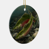 Gone Vist Gepersonaliseerde Zalmgift Keramisch Ornament (Rechts)