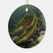 Gone Vist Gepersonaliseerde Zalmgift Keramisch Ornament (Links)