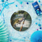Gone Vist Man Cave Lake House Bass Fish Papieren Bordje (Feest)