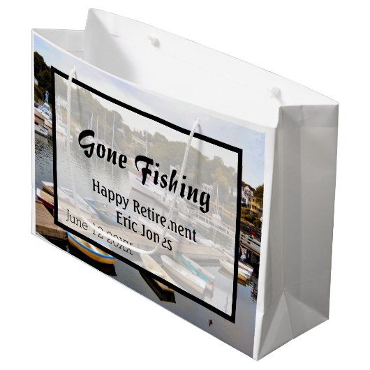 Gone Vist pensionering Groot Cadeauzakje (Voorkant Gekanteld)