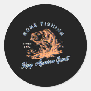 Gone Vist Trump 2024 Funny Sport Vissen Hob Ronde Sticker