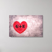 Gonewasbare hartmonogram op maat canvas afdruk (Voorkant)