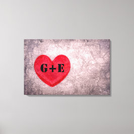 Gonewasbare hartmonogram op maat canvas afdruk