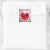 Gonewasbare hartmonogram op maat vierkante sticker (Tas)
