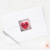 Gonewasbare hartmonogram op maat vierkante sticker (Envelop)