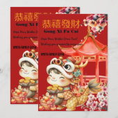 Gong Xi Fa Cai-Dragon Chinees Nieuwjaar-Lunar 2024 Kaart (Voorkant / Achterkant)