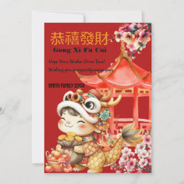 Gong Xi Fa Cai-Dragon Chinees Nieuwjaar-Lunar 2024 Kaart