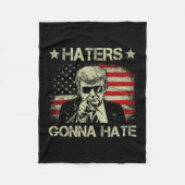 Gonna Hate Middle Finger Funny Trump 2024 Presiden Fleece Deken (Voorkant)