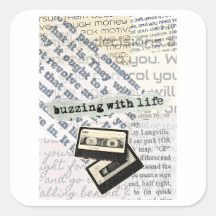 Gonsend Oud Cassette Collage Vierkante Sticker
