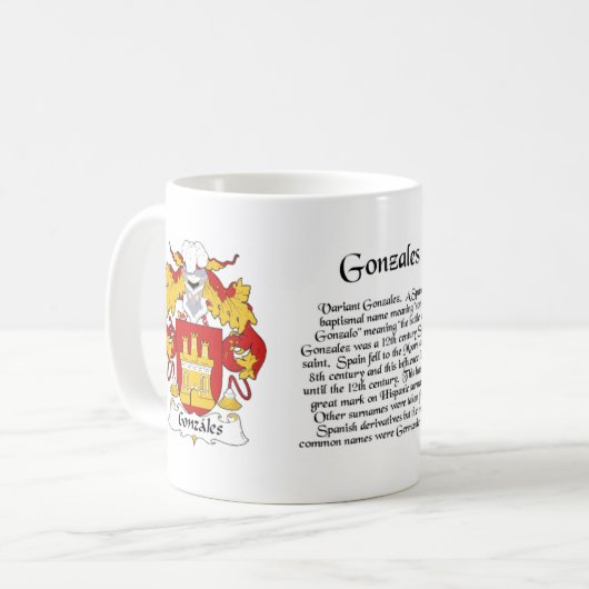 Gonzales Family Crest cup Koffiemok (Voorkant links)