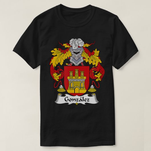 Gonzalez Coat of Arms Family Crest T-shirt (Design voorkant)