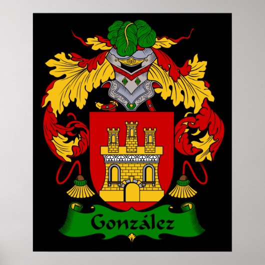 Gonzalez Coat of Arms Heraldic Print (Voorkant)