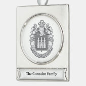 Gonzalez Family Crest Silver Plated Banner Orname Verzilverd Banner Ornament (Links)