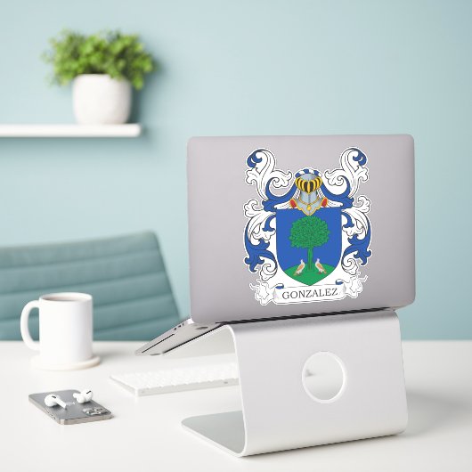 Gonzalez Family Crest Sticker (Laptop op bureau)
